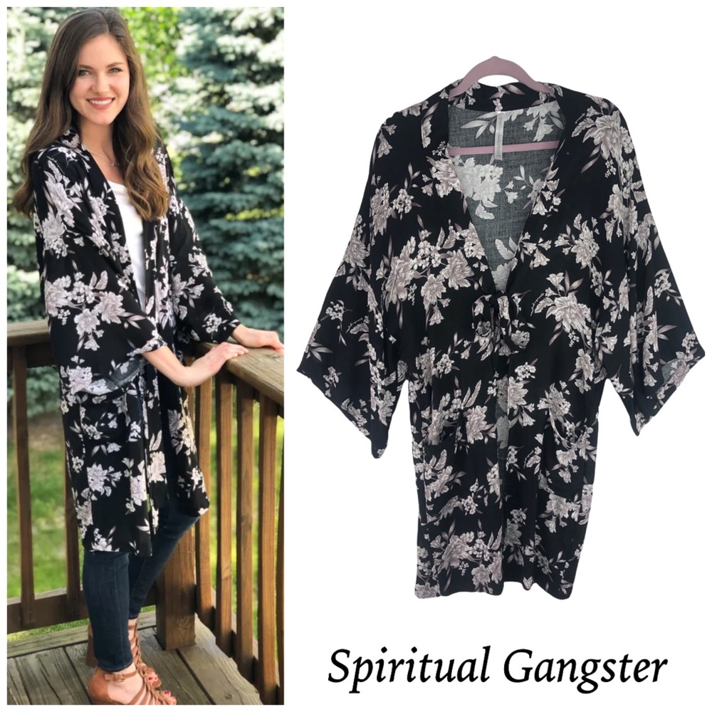 Spiritual Gangster Maya Floral Kimono Robe Cardigan Coverup - One Size Fits Most